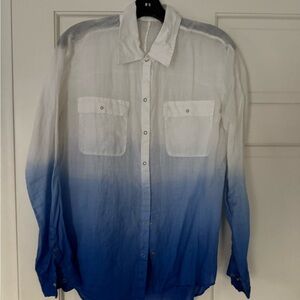 Elie Tahari Blue and White Gradient Button Down Shirt